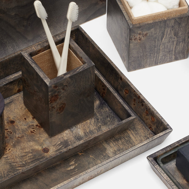 Bern, Ash Gray, Nested Trays, Rectangular Tapered, Mappa Burl, S/2