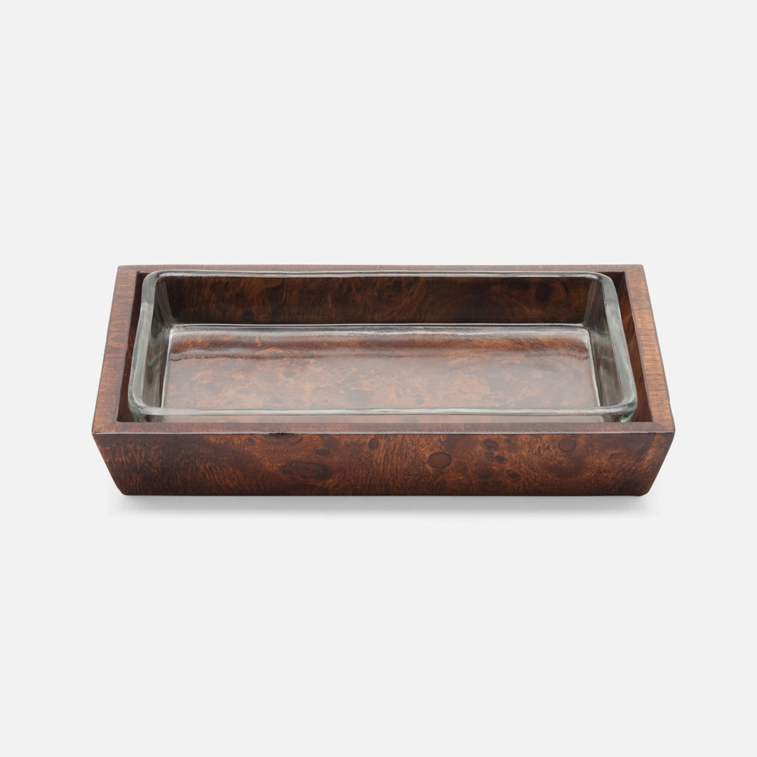Bern, Dark Honey, Soap Dish, Rectangular Tapered, Mappa Burl