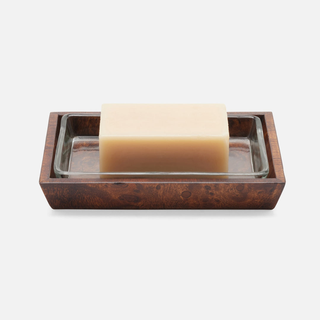 Bern, Dark Honey, Soap Dish, Rectangular Tapered, Mappa Burl