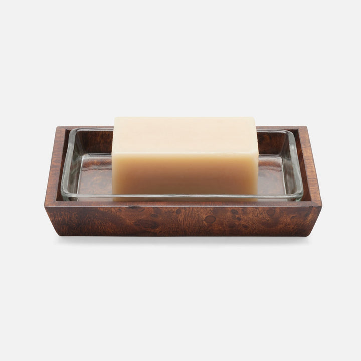 Bern, Dark Honey, Soap Dish, Rectangular Tapered, Mappa Burl
