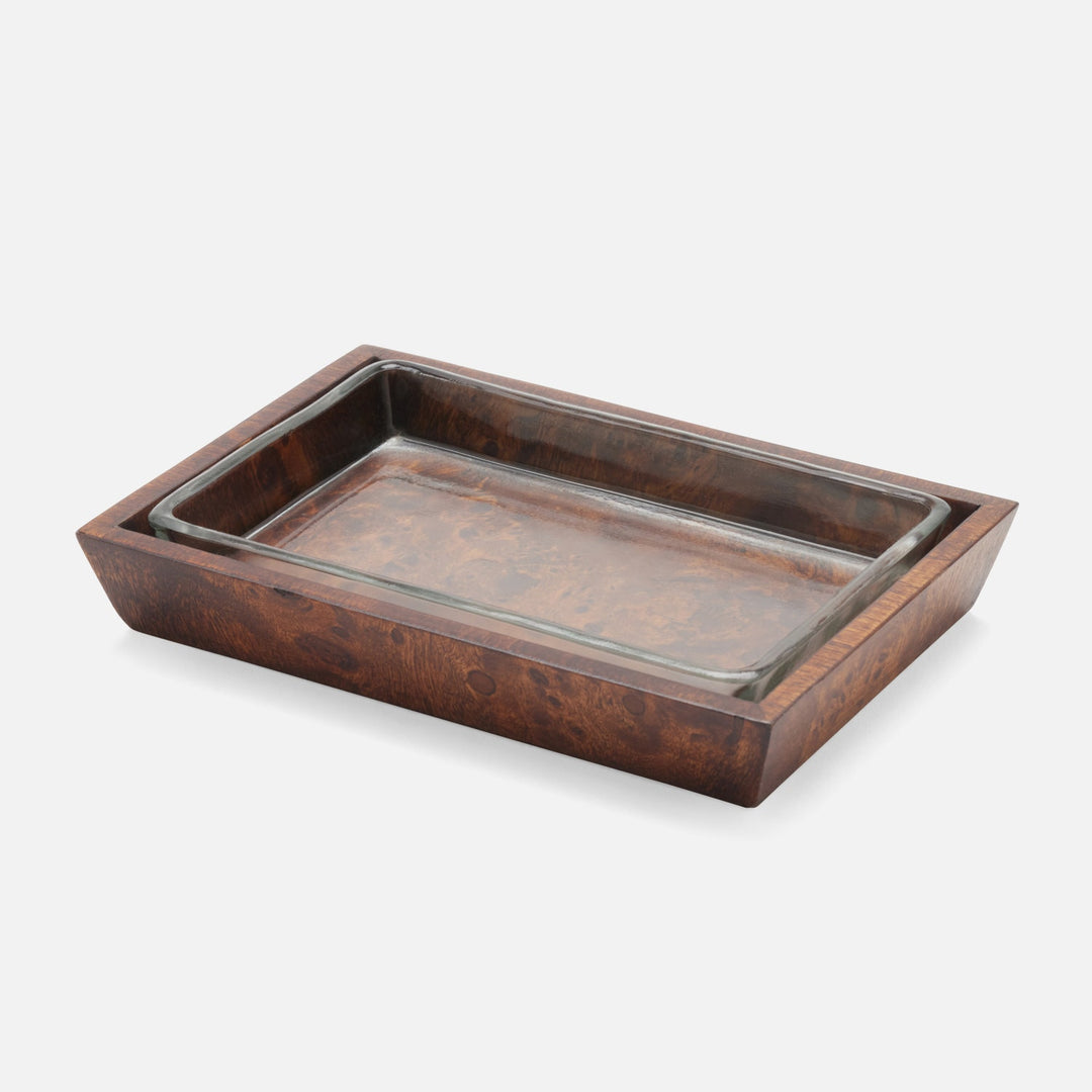 Bern, Dark Honey, Soap Dish, Rectangular Tapered, Mappa Burl