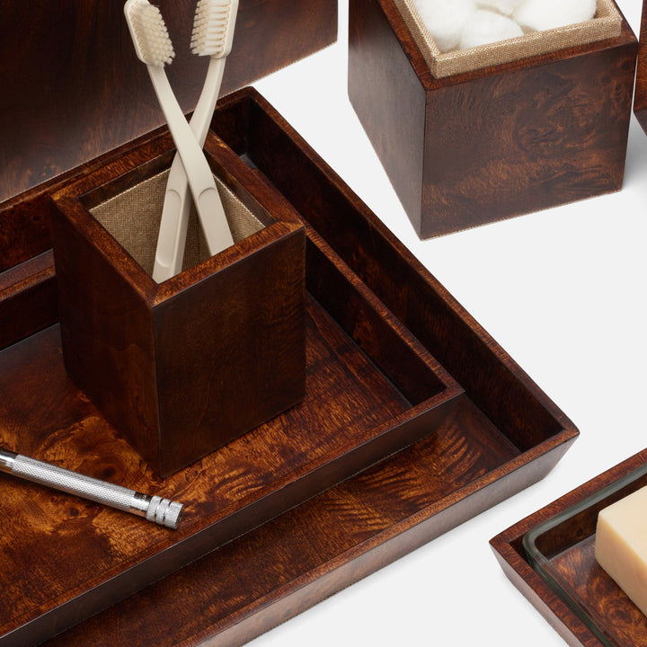 Bern, Dark Honey, Nested Trays, Rectangular Tapered, Mappa Burl, S/2