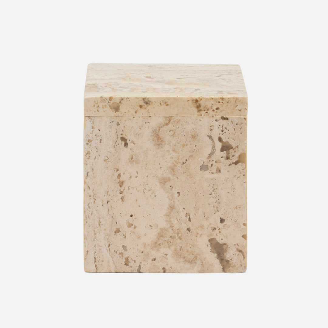 Bowen, Natural, Canister, Small, Travertine With Resin