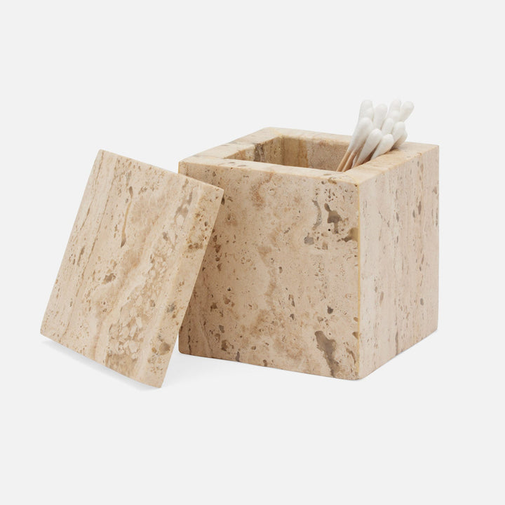 Bowen, Natural, Canister, Small, Travertine With Resin