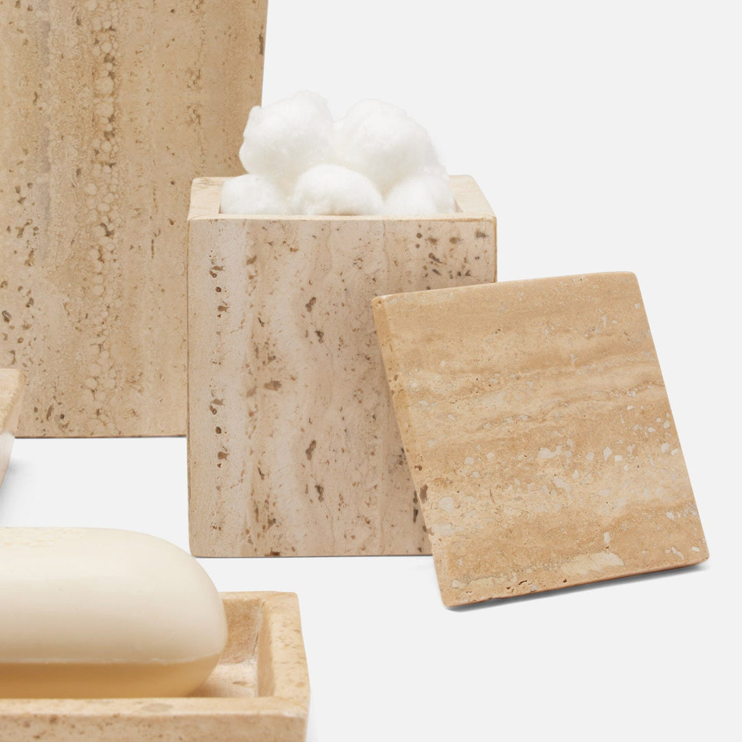 Bowen, Natural, Canister, Small, Travertine With Resin