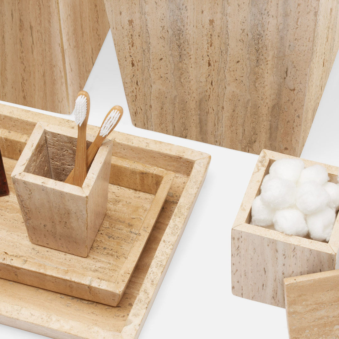 Bowen, Natural, Nested Trays, Rectangle Tapered, Travertine With Resin, S/2
