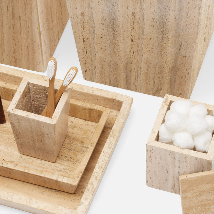 Bowen, Natural, Nested Trays, Rectangle Tapered, Travertine With Resin, S/2