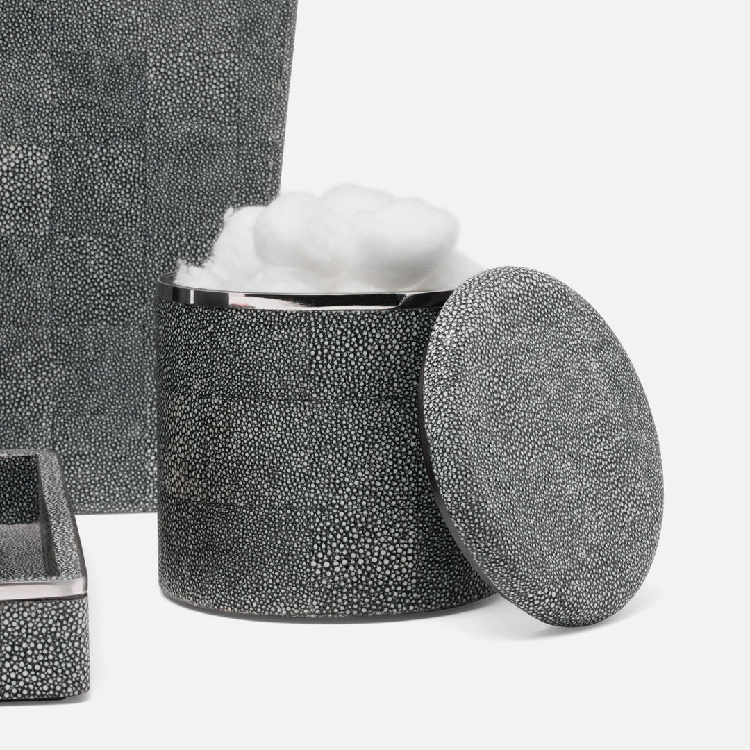 Bradford, Cool Gray/Silver, Canister, Large, Round, Realistic Faux Shagreen/Stainless Steel