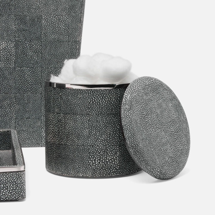 Bradford, Cool Gray/Silver, Canister, Large, Round, Realistic Faux Shagreen/Stainless Steel