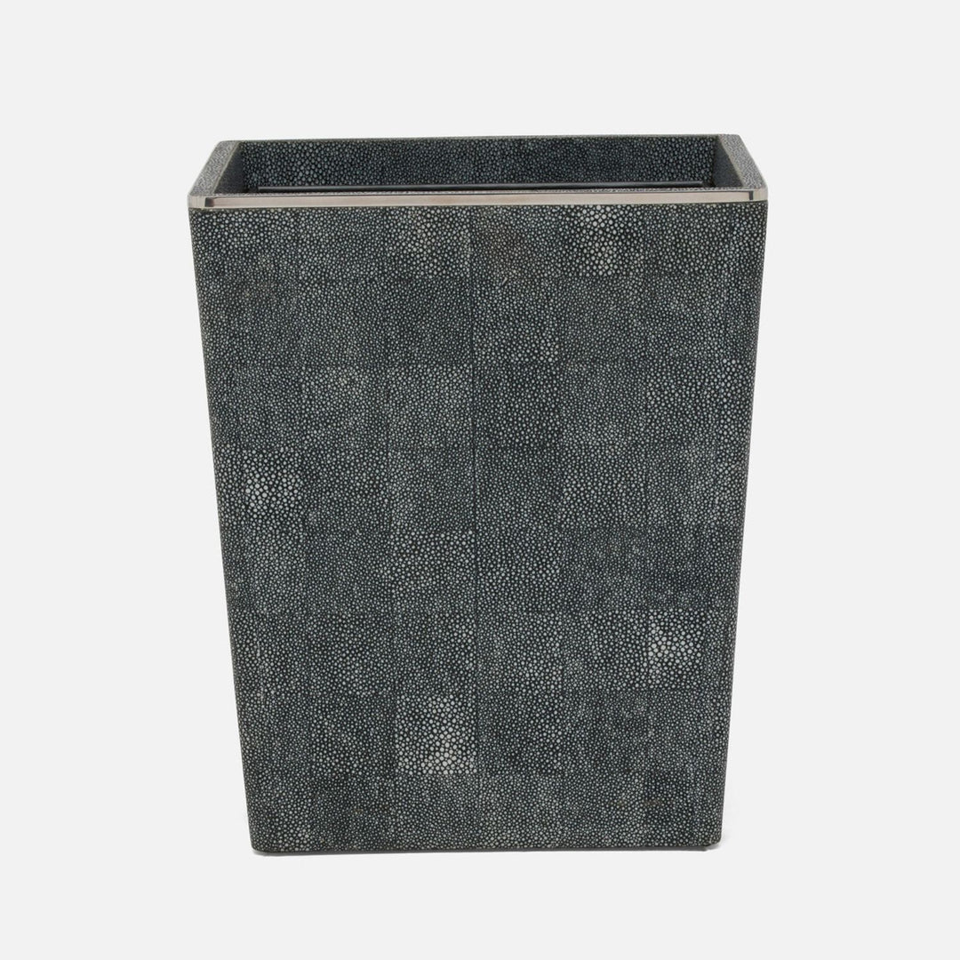 Bradford, Cool Gray/Silver, Wastebasket, Square Tapered, Realistic Faux Shagreen/Stainless Steel