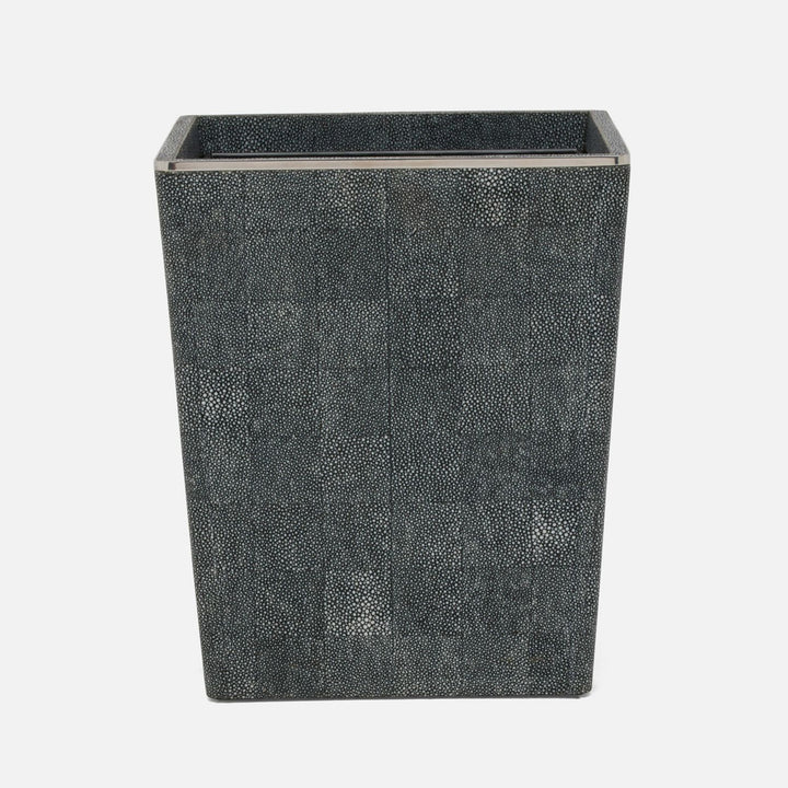 Bradford, Cool Gray/Silver, Wastebasket, Square Tapered, Realistic Faux Shagreen/Stainless Steel
