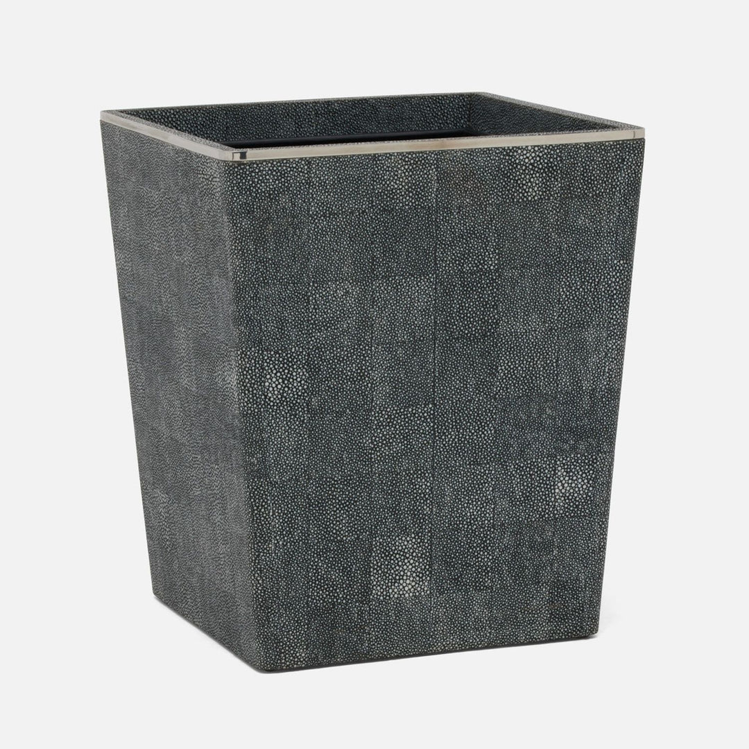 Bradford, Cool Gray/Silver, Wastebasket, Square Tapered, Realistic Faux Shagreen/Stainless Steel