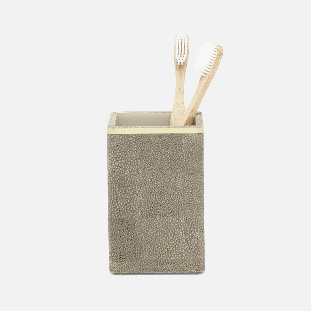 Bradford, Sand/Gold, Brush Holder, Square Straight, Realistic Faux Shagreen/Brass