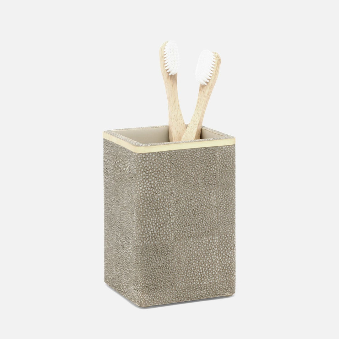 Bradford, Sand/Gold, Brush Holder, Square Straight, Realistic Faux Shagreen/Brass