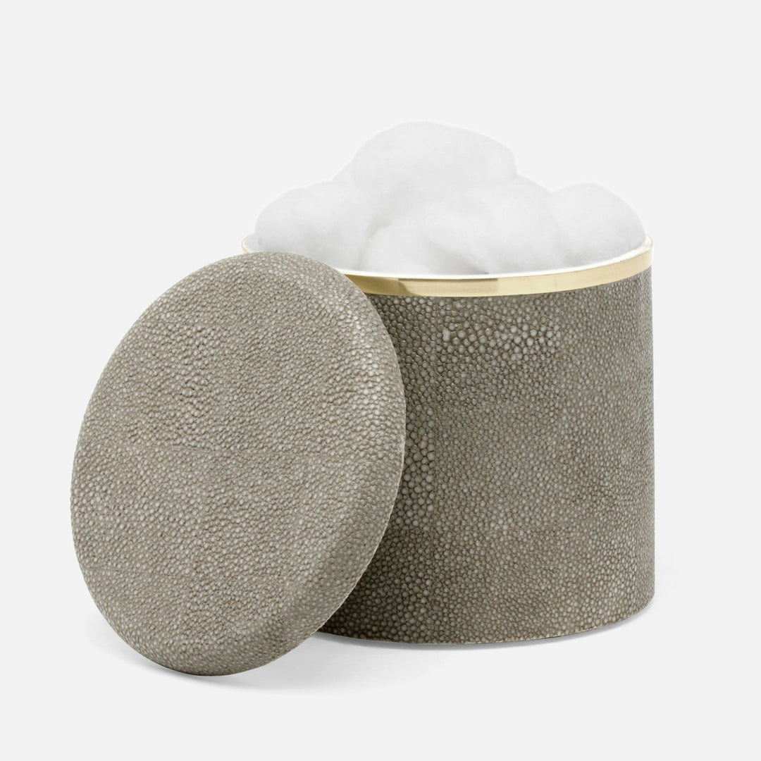 Bradford, Sand/Gold, Canister, Large, Round, Realistic Faux Shagreen/Brass