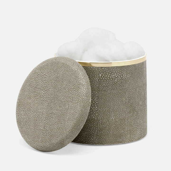 Bradford, Sand/Gold, Canister, Large, Round, Realistic Faux Shagreen/Brass