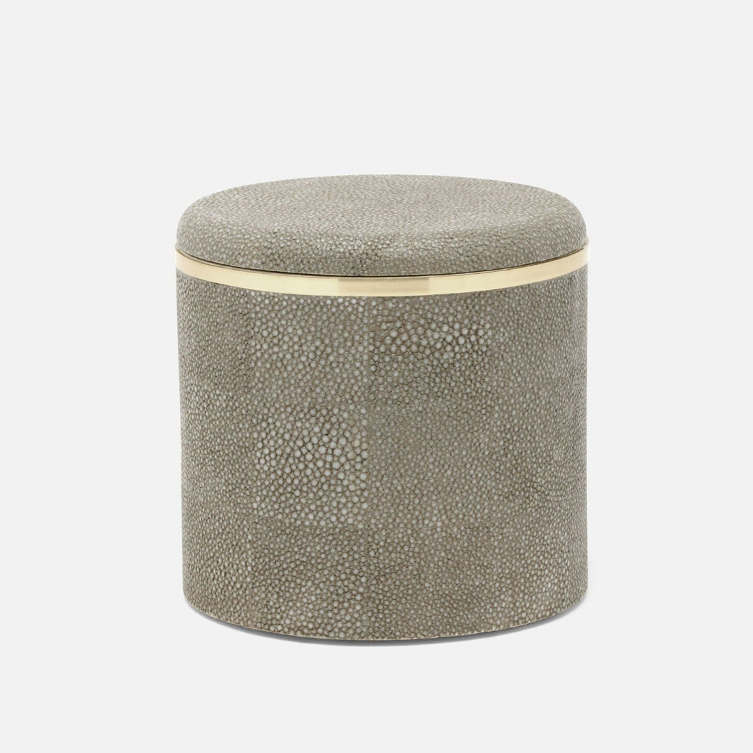 Bradford, Sand/Gold, Canister, Large, Round, Realistic Faux Shagreen/Brass