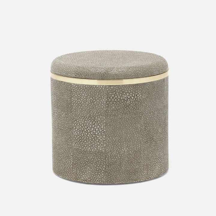 Bradford, Sand/Gold, Canister, Large, Round, Realistic Faux Shagreen/Brass