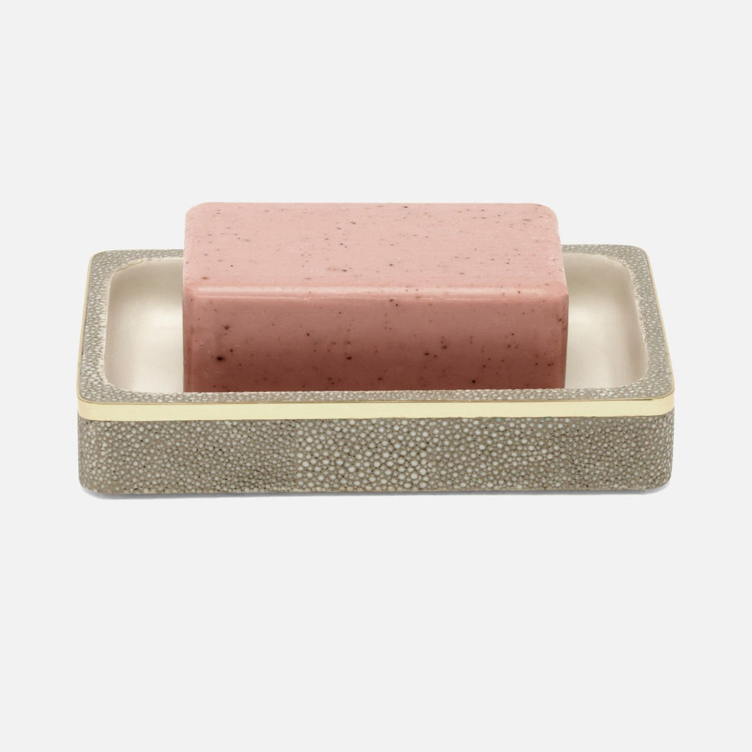 Bradford, Sand/Gold, Soap Dish, Rectangular Straight, Realistic Faux Shagreen/Brass