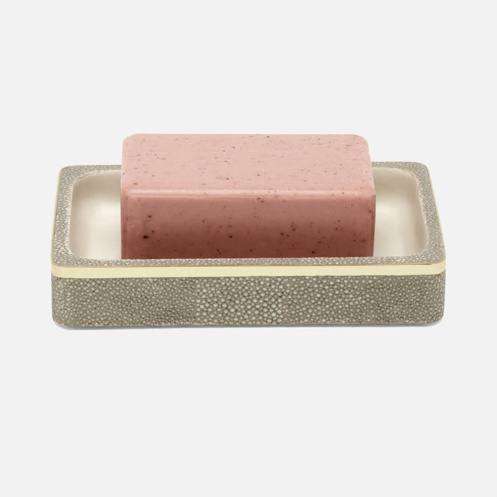 Bradford, Sand/Gold, Soap Dish, Rectangular Straight, Realistic Faux Shagreen/Brass