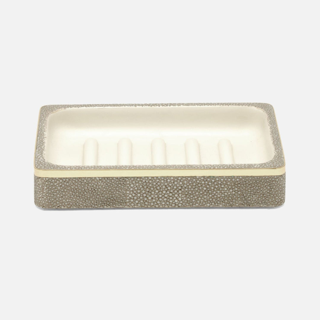 Bradford, Sand/Gold, Soap Dish, Rectangular Straight, Realistic Faux Shagreen/Brass