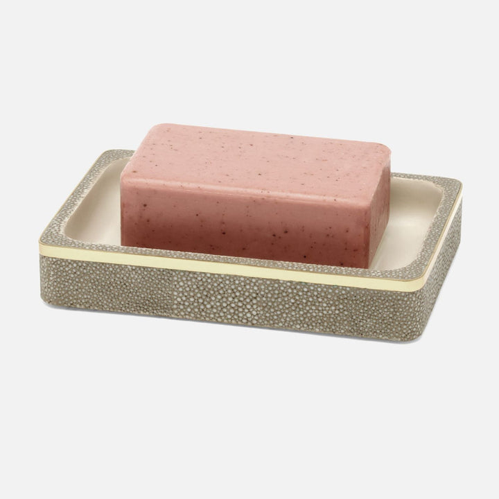 Bradford, Sand/Gold, Soap Dish, Rectangular Straight, Realistic Faux Shagreen/Brass