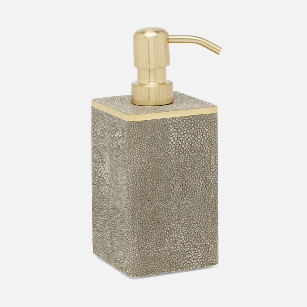 Bradford, Sand/Gold, Soap Pump, Square Straight, Realistic Faux Shagreen/Brass