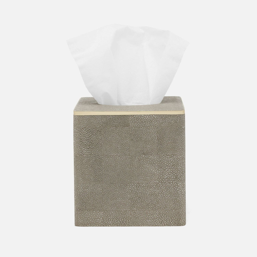 Bradford, Sand/Gold, Tissue Box, Square Straight, Realistic Faux Shagreen/Brass