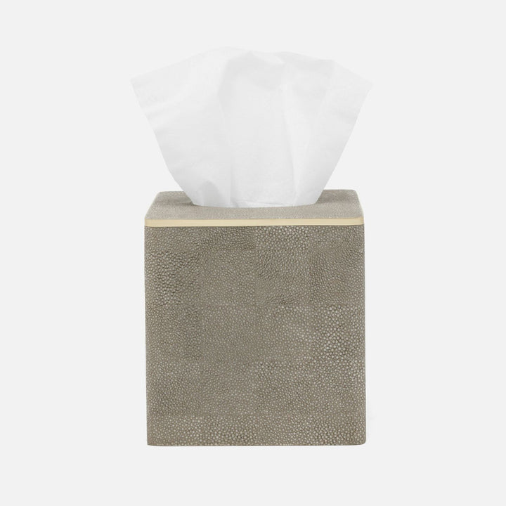 Bradford, Sand/Gold, Tissue Box, Square Straight, Realistic Faux Shagreen/Brass