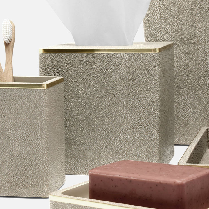 Bradford, Sand/Gold, Tissue Box, Square Straight, Realistic Faux Shagreen/Brass