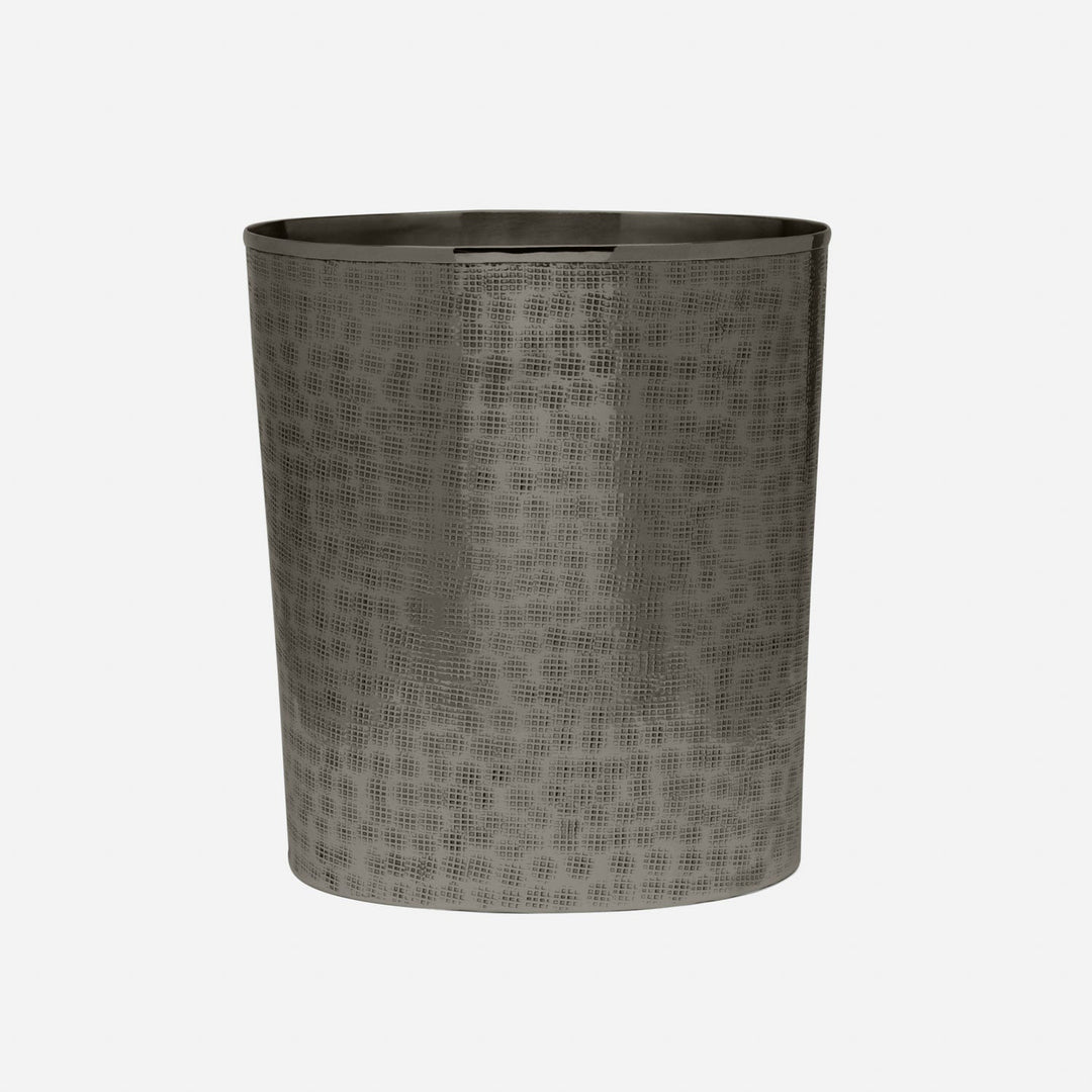 Buren, Black Nickel, Wastebasket, Oval, Etched, Metal