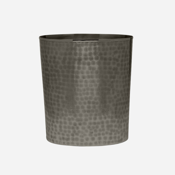 Buren, Black Nickel, Wastebasket, Oval, Etched, Metal