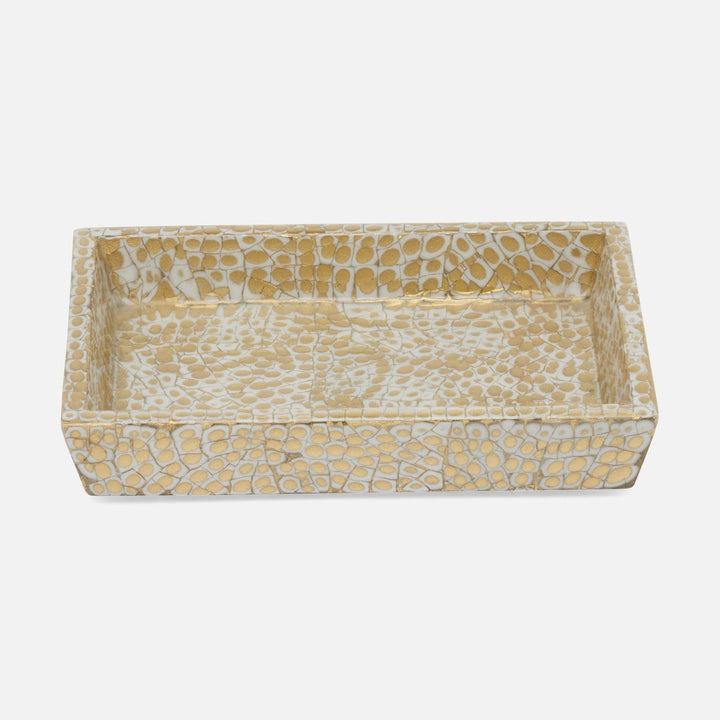 Callas, Gold/White, Soap Dish, Rectangular Straight, Lacquered Eggshell