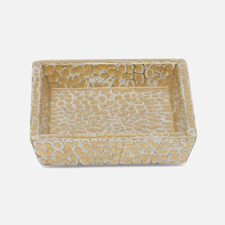 Callas, Gold/White, Soap Dish, Square Straight, Lacquered Eggshell