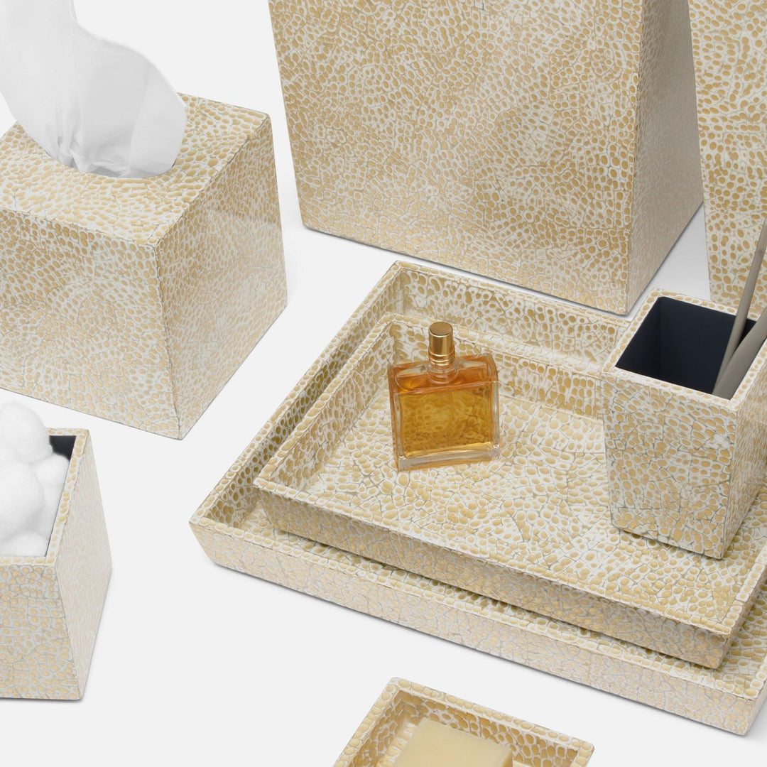 Callas, Gold/White, Nested Trays, Rectangular Tapered, Lacquered Eggshell, S/2