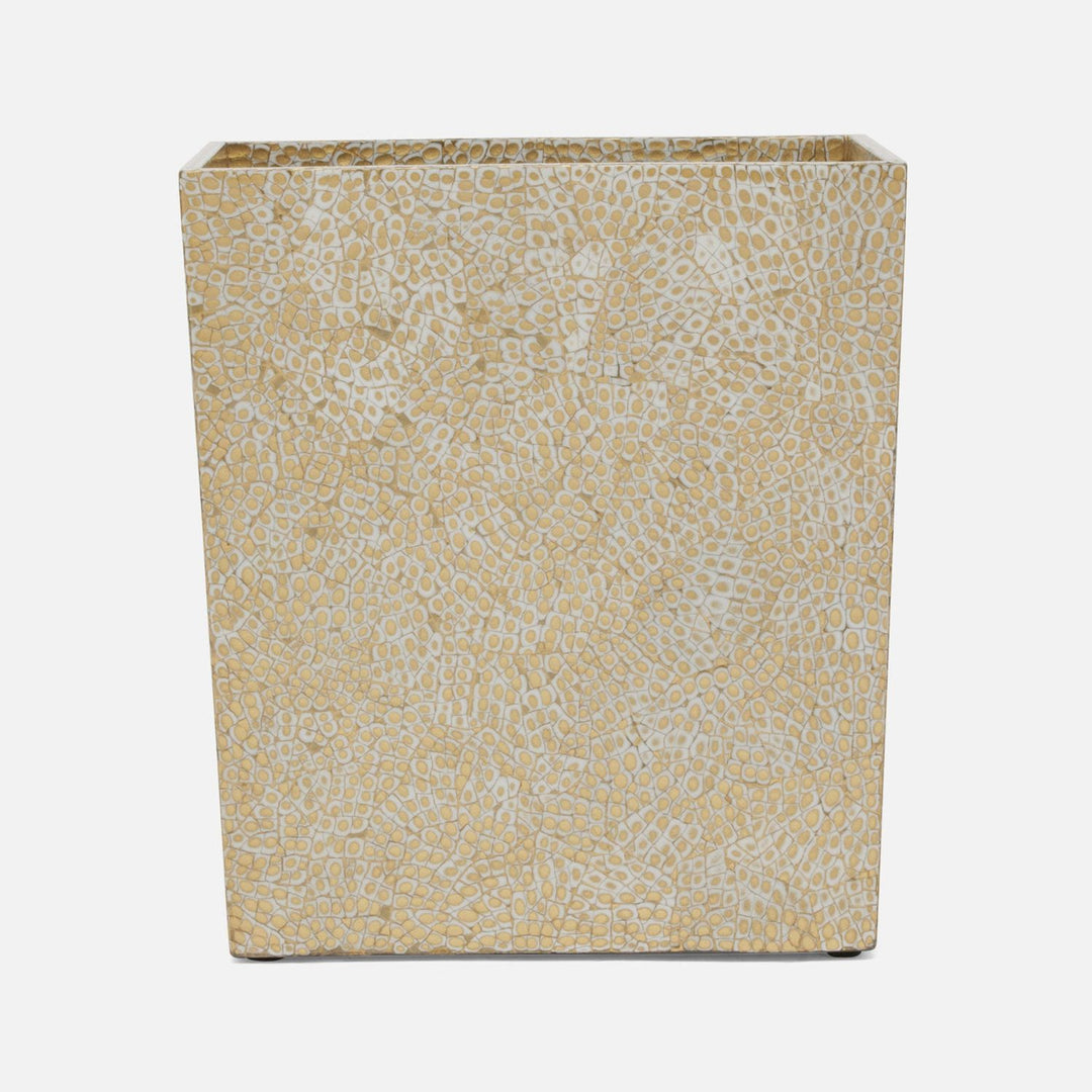 Callas, Gold/White, Wastebasket, Rectangular Tapered, Lacquered Eggshell