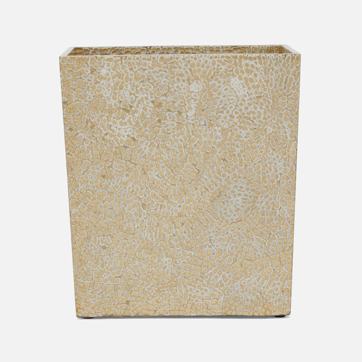 Callas, Gold/White, Wastebasket, Rectangular Tapered, Lacquered Eggshell