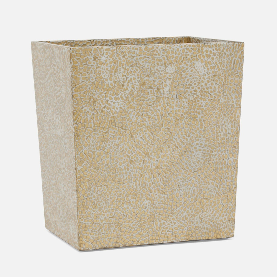 Callas, Gold/White, Wastebasket, Rectangular Tapered, Lacquered Eggshell