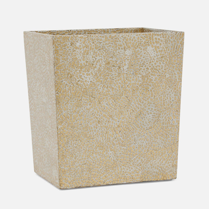 Callas, Gold/White, Wastebasket, Rectangular Tapered, Lacquered Eggshell