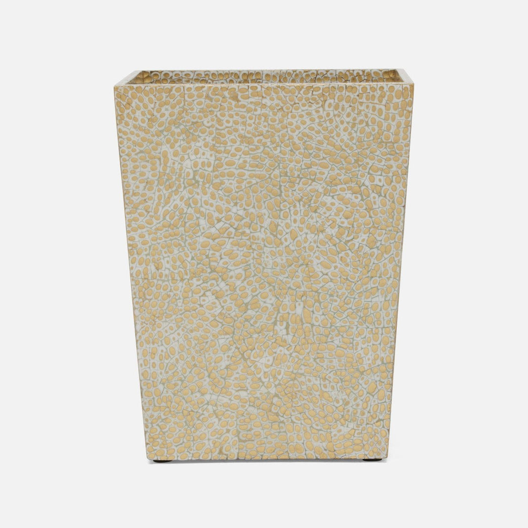 Callas, Gold/White, Wastebasket, Square Tapered, Lacquered Eggshell