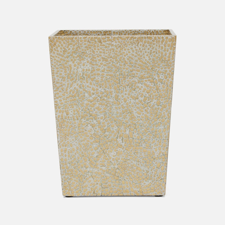 Callas, Gold/White, Wastebasket, Square Tapered, Lacquered Eggshell