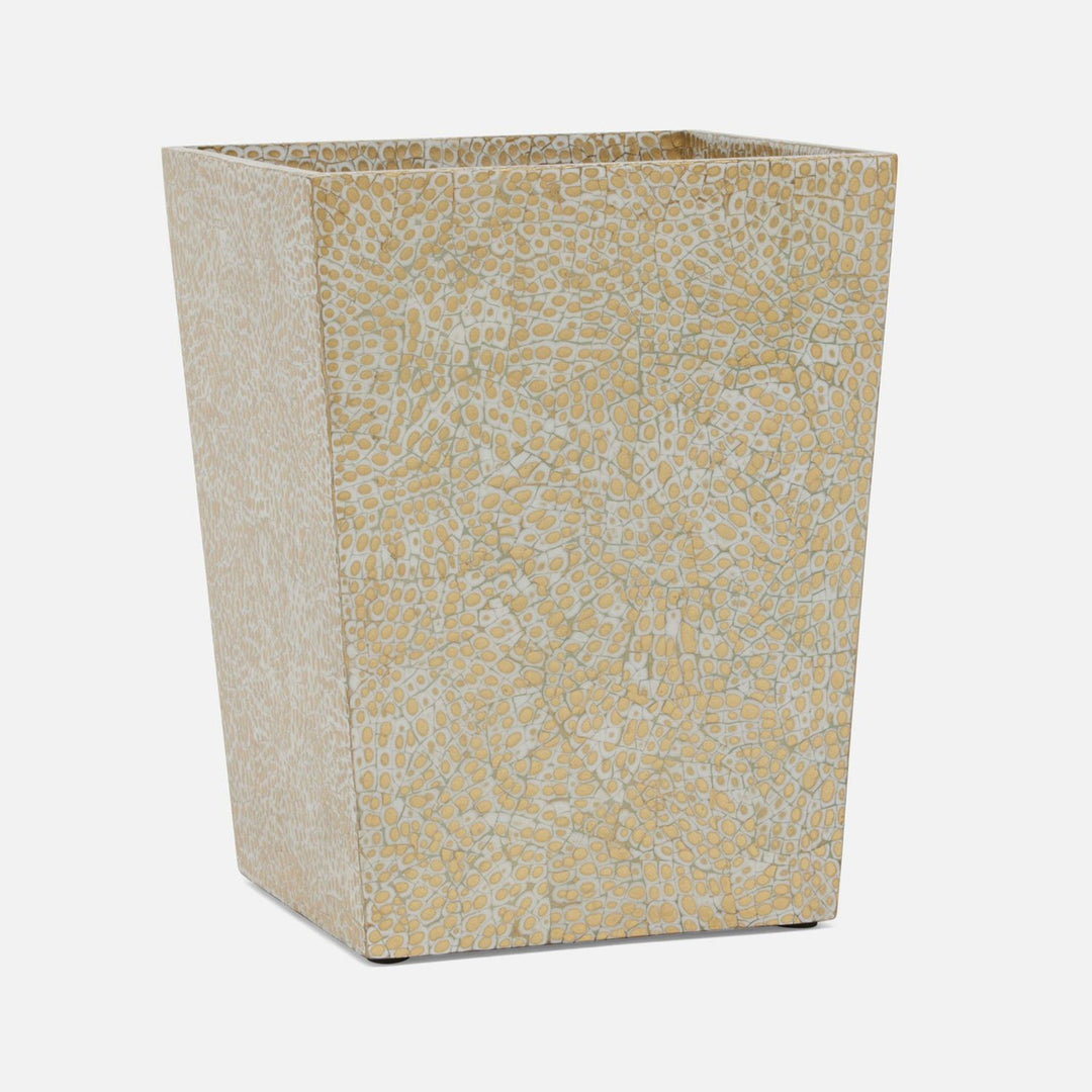 Callas, Gold/White, Wastebasket, Square Tapered, Lacquered Eggshell