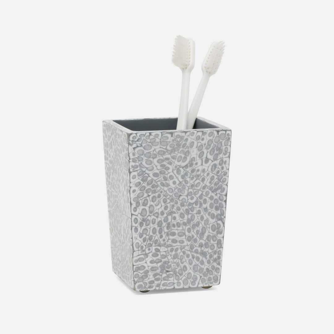 Callas, Silver/White, Brush Holder, Square Straight, Lacquered Eggshell