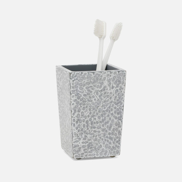 Callas, Silver/White, Brush Holder, Square Straight, Lacquered Eggshell