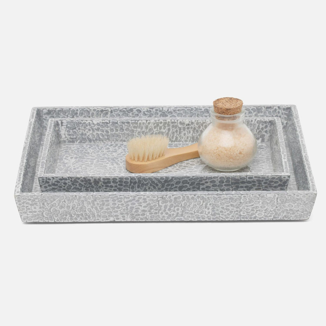Callas, Silver/White, Nested Trays, Rectangular Tapered, Lacquered Eggshell, S/2
