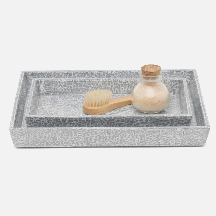 Callas, Silver/White, Nested Trays, Rectangular Tapered, Lacquered Eggshell, S/2