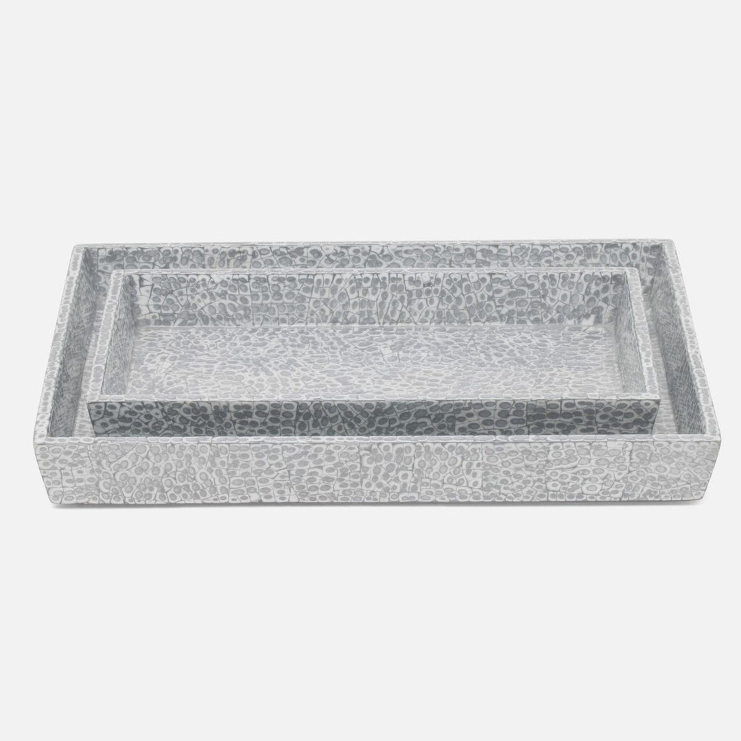 Callas, Silver/White, Nested Trays, Rectangular Tapered, Lacquered Eggshell, S/2