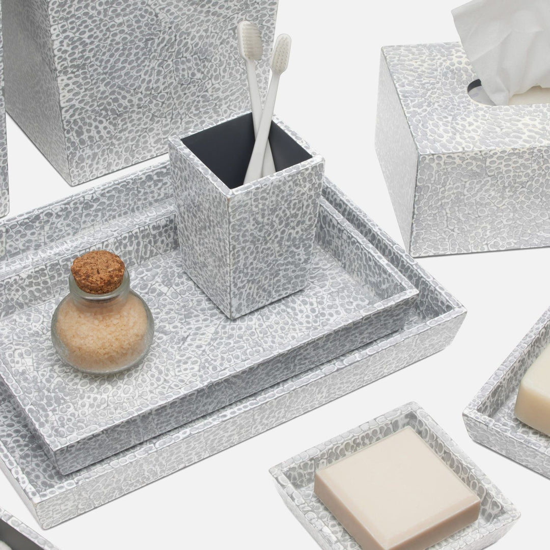 Callas, Silver/White, Nested Trays, Rectangular Tapered, Lacquered Eggshell, S/2