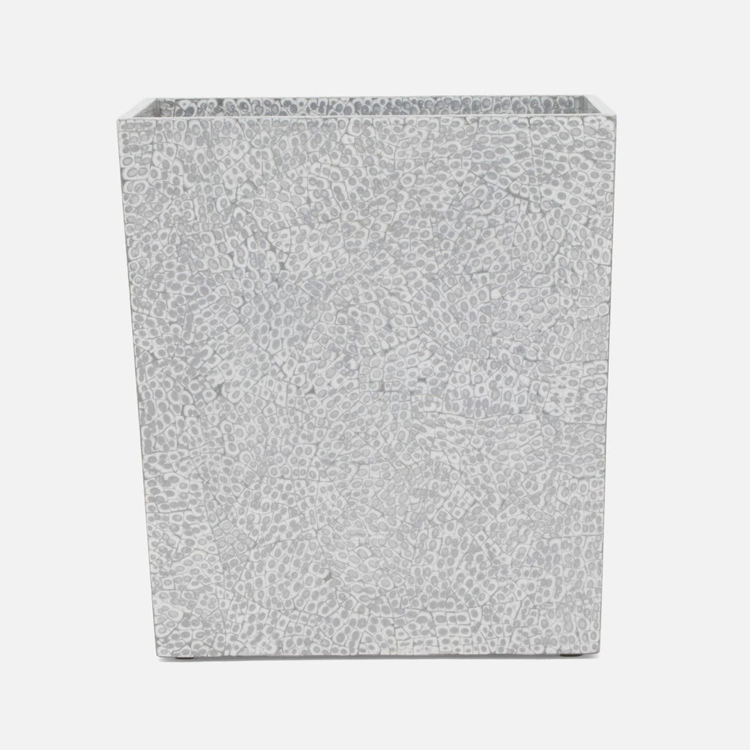 Callas, Silver/White, Wastebasket, Rectangular Tapered, Lacquered Eggshell