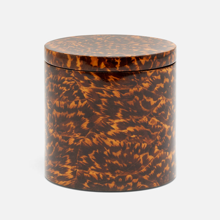 Carmel, High-Gloss, Canister, Round, Large, Faux Tortoise